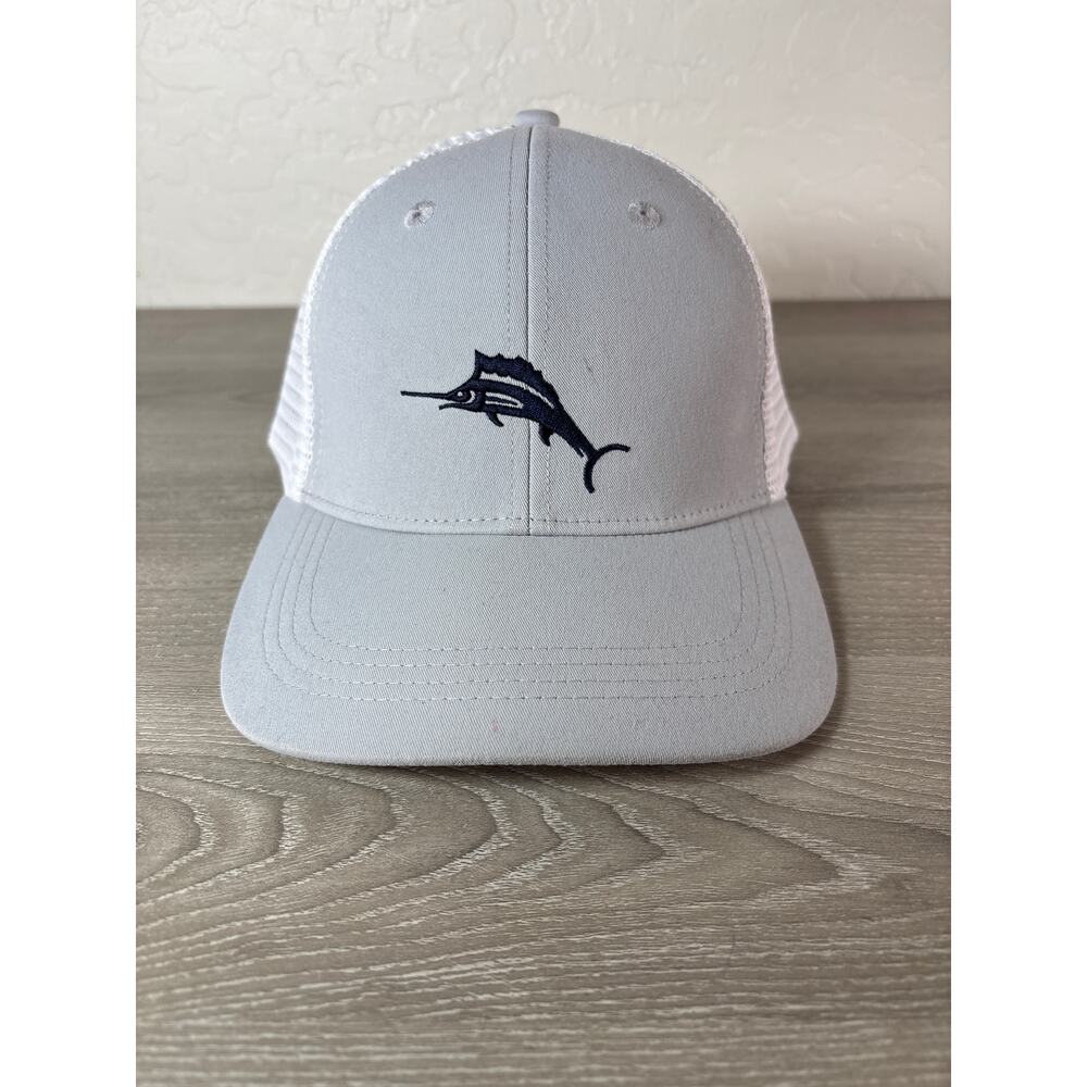 Tommy Bahama Men's White Gray Snapback Trucker‎ Hat- EUC